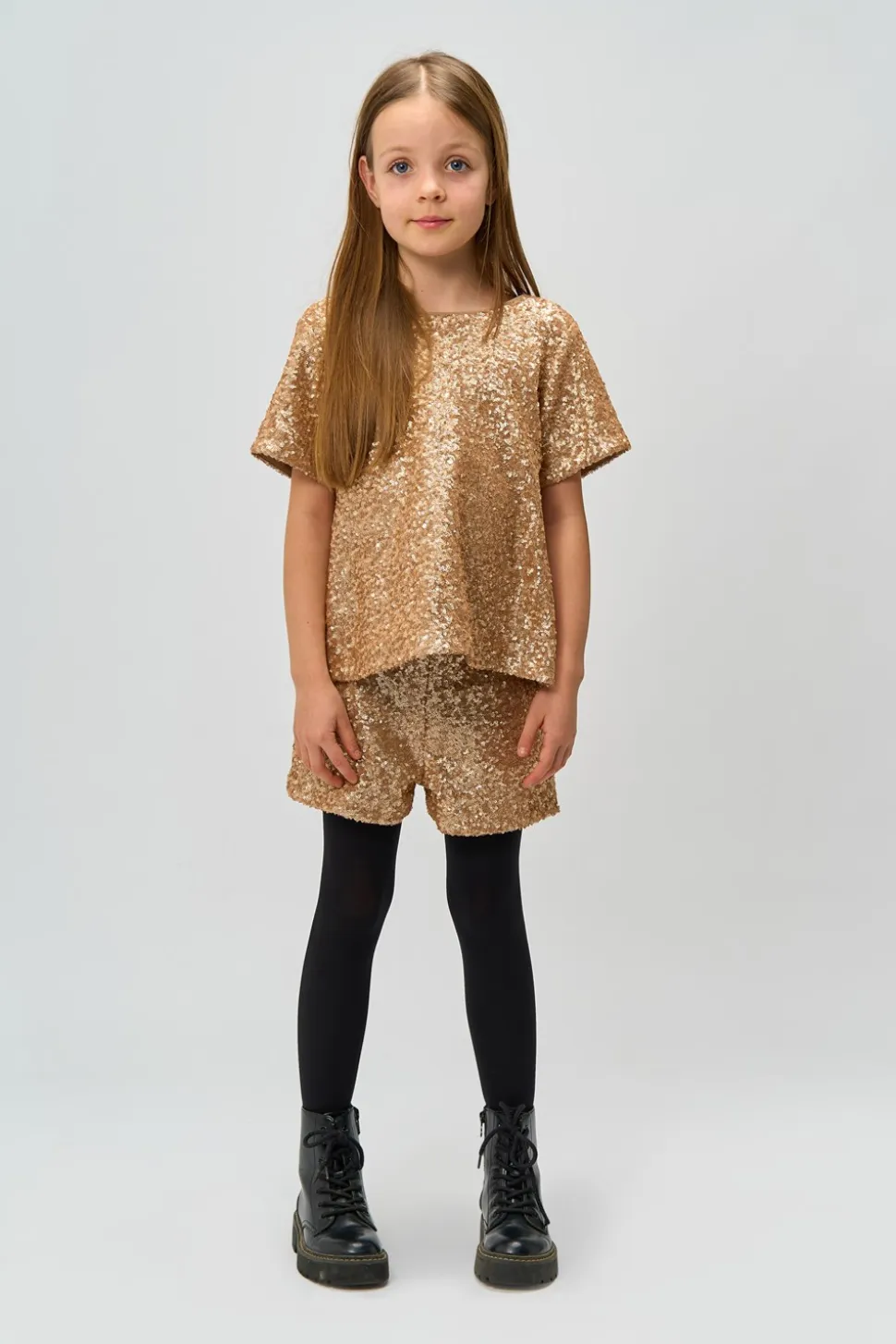 Rupa Sequin Bluse, Gold, 146-152 cm