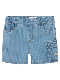 Ryan Shorts, Light Blue Denim Stripes, 104 cm