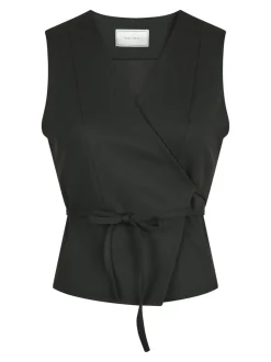 Samara Twill Wrap Vest, Black, 42