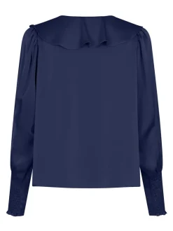 Sandie Sateen Bluse, Navy, 38