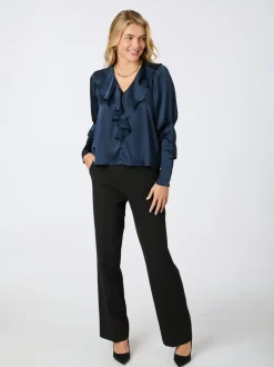 Sandie Sateen Bluse, Navy, 38