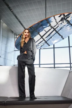 Satin Pyjamassæt, Black, L