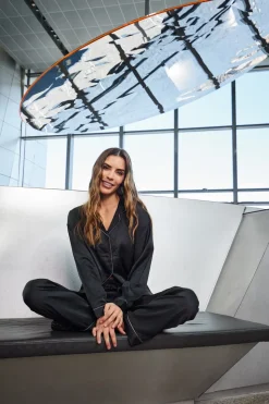 Satin Pyjamassæt, Black, L