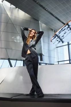 Satin Pyjamassæt, Black, L