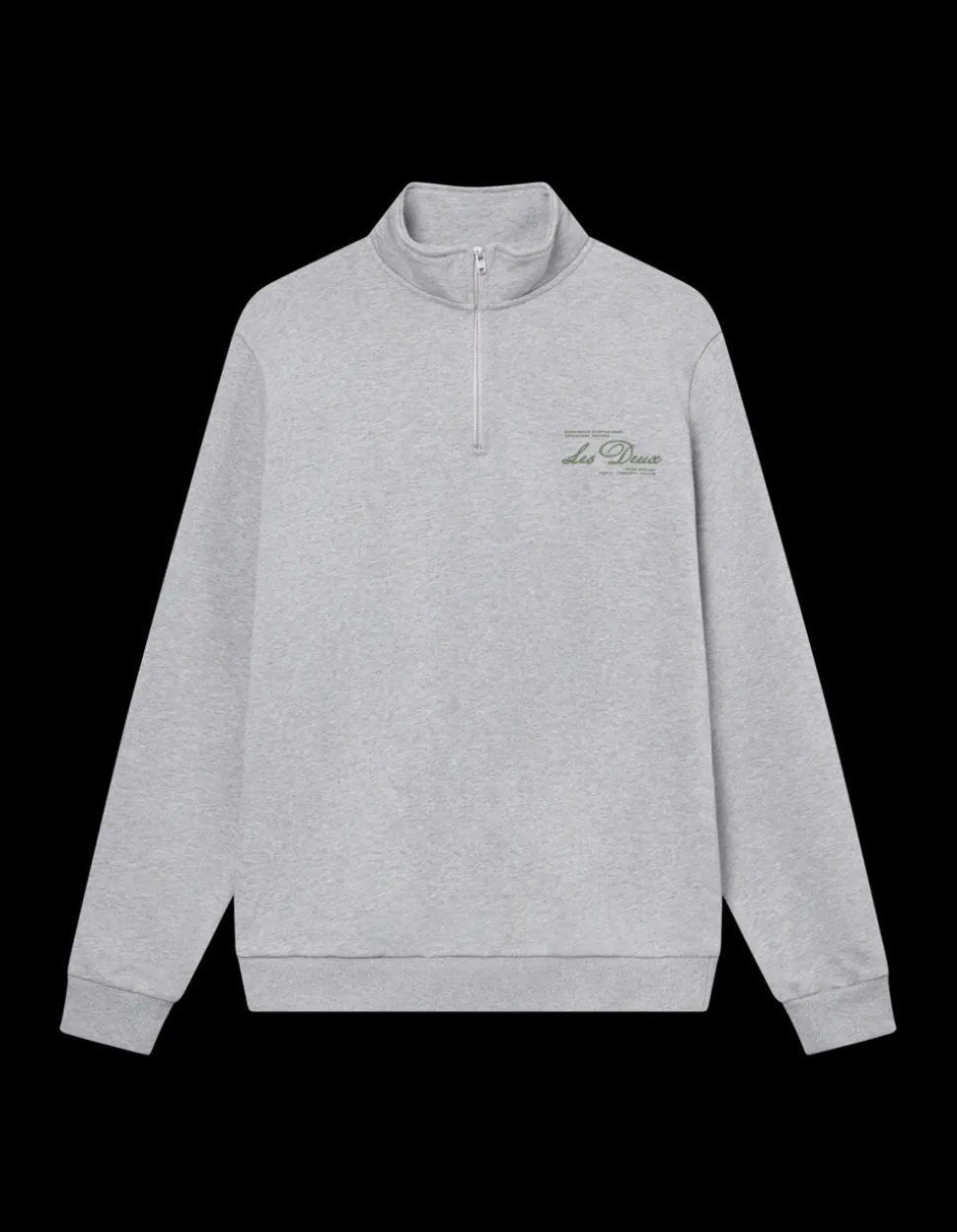 Scandinavian Half-Zip Sweatshirt, Light Grey Melange/Chive Green, S