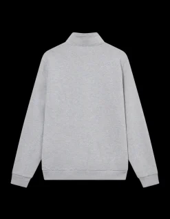 Scandinavian Half-Zip Sweatshirt, Light Grey Melange/Chive Green, S