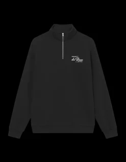 Scandinavian Half-Zip Sweatshirt, Black/Ivory, M