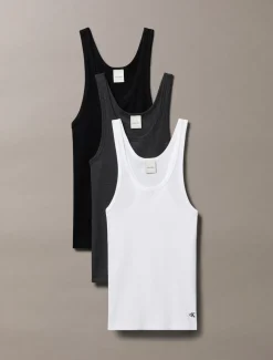 Scoop 3-pak Tank Top, Black/White/Charcoal Heather, L