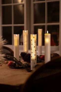 Sille Kalenderlys, Hvid/Guld/Sølv, 29 cm