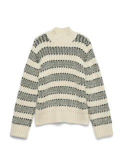 Skye Highneck Striktrøjer, Birch/Black, M