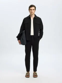 172-Slim Tapered Lorent Flex Bukser, Black, L