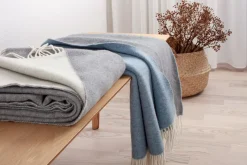 Smilla Uldplaid, Grå/ Sand, 130x190 cm