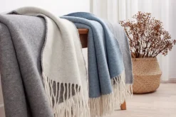 Smilla Uldplaid, Grå/ Sand, 130x190 cm