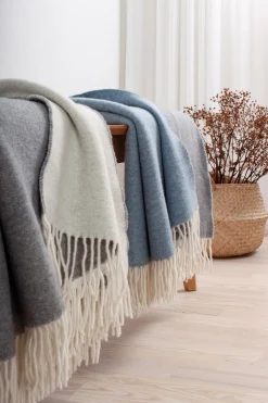 Smilla Uldplaid, Grå/ Sand, 130x190 cm