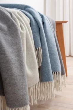 Smilla Uldplaid, Grå/ Sand, 130x190 cm