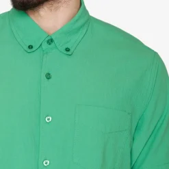 Solid Seersucker Skjorte, Bottle Green, XL