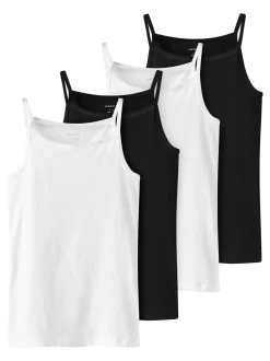 Solid Strap 4-pak Undertrøje, Black/White, 116 cm