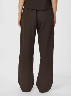 Sonar Linen Bukser, Dark Brown, 34