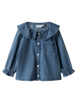 Sophy Denim Skjorte, Medium Blue Denim, 92 cm