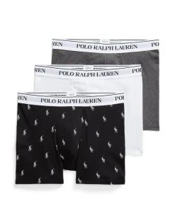 Stretch Cotton 3-pak Boxer Breif, Black Pony/Heather, XL