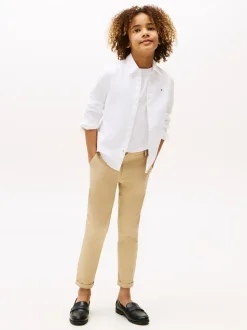 Stretch Oxford Cotton Skjorte, White, 140 cm