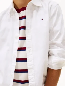 Stretch Oxford Cotton Skjorte, White, 140 cm