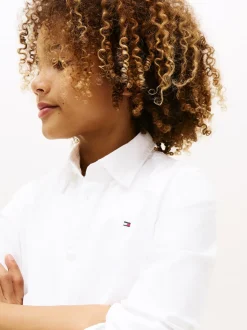 Stretch Oxford Cotton Skjorte, White, 140 cm