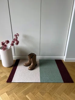 Stripe Horisontal Gulvtæppe, Green/Ivory/Bordeaux, 60x90 cm