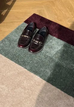 Stripe Horisontal Gulvtæppe, Green/Ivory/Bordeaux, 60x90 cm