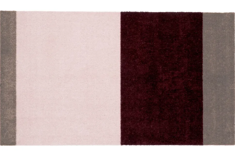 Stripe Horisontal Gulvtæppe, Bordeaux/Rose/Sand, 67x120 cm