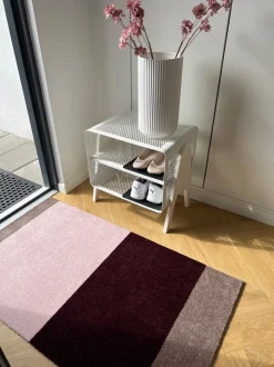 Stripe Horisontal Gulvtæppe, Bordeaux/Rose/Sand, 67x120 cm