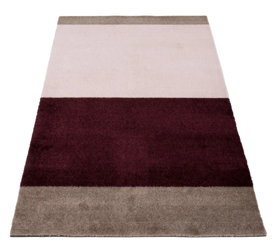 Stripe Horisontal Gulvtæppe, Bordeaux/Rose/Sand, 67x120 cm