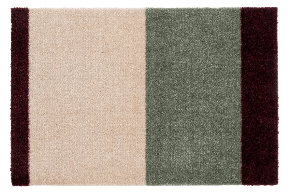 Stripe Horisontal Gulvtæppe, Green/Ivory/Bordeaux, 40x60 cm