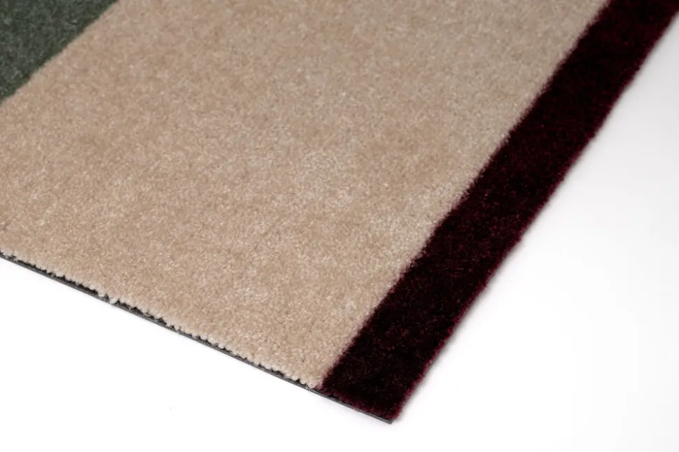 Stripe Horisontal Gulvtæppe, Green/Ivory/Bordeaux, 40x60 cm