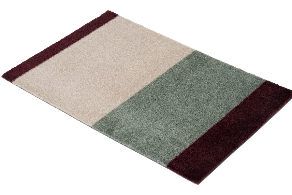 Stripe Horisontal Gulvtæppe, Green/Ivory/Bordeaux, 40x60 cm