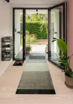 Stripe Horisontal Gulvtæppe, Grøn/Støvet/Mørk Grøn, 90x200 cm