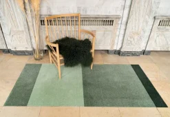 Stripe Horisontal Gulvtæppe, Grøn/Støvet/Mørk Grøn, 90x200 cm