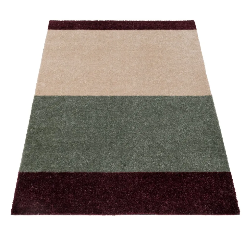 Stripe Horisontal Gulvtæppe, Green/Ivory/Bordeaux, 67x120 cm