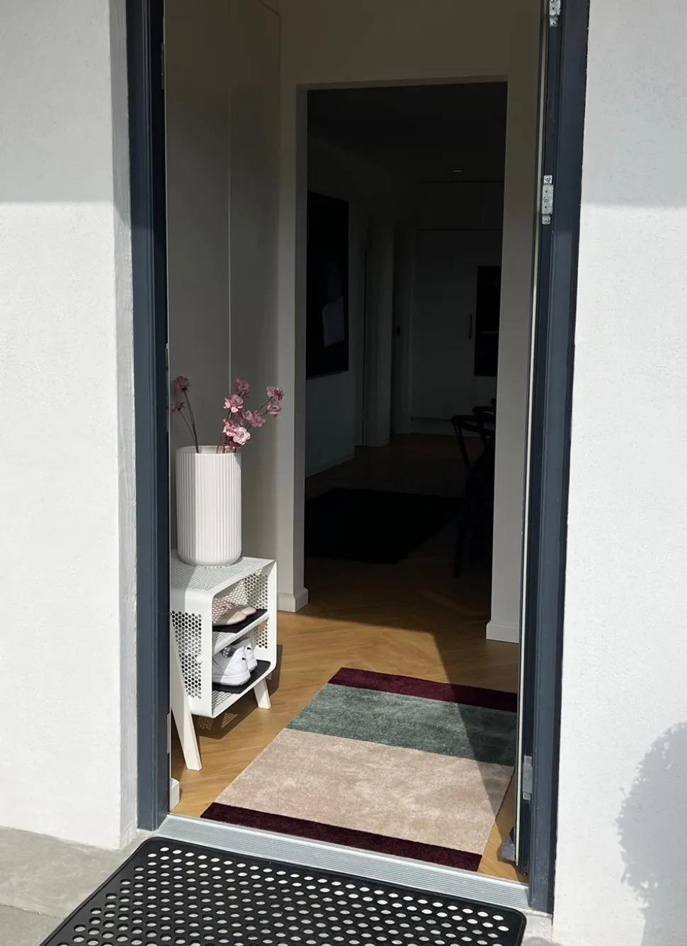 Stripe Horisontal Gulvtæppe, Green/Ivory/Bordeaux, 67x120 cm