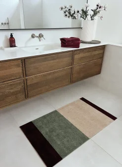 Stripe Horisontal Gulvtæppe, Green/Ivory/Bordeaux, 67x120 cm