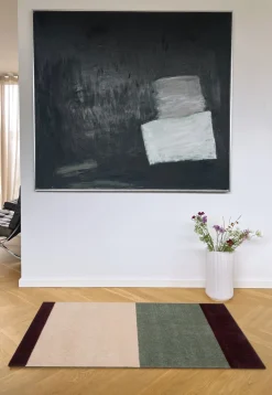 Stripe Horisontal Gulvtæppe, Green/Ivory/Bordeaux, 67x120 cm