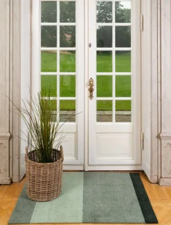 Stripe Horisontal Gulvtæppe, Grøn/Støvet/Mørk Grøn, 90x130 cm