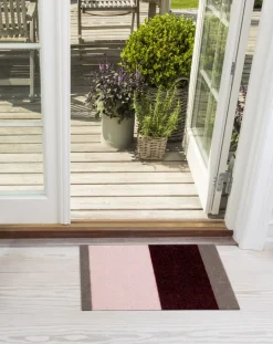 Stripe Horisontal Gulvtæppe, Bordeaux/Rose/Sand, 40x60 cm