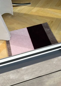 Stripe Horisontal Gulvtæppe, Bordeaux/Rose/Sand, 40x60 cm