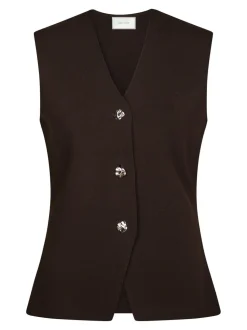 Sway Smooth Knit Vest, Dark Brown, 40