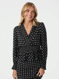 Tamona Crepe Dot Bluse, Black, 36