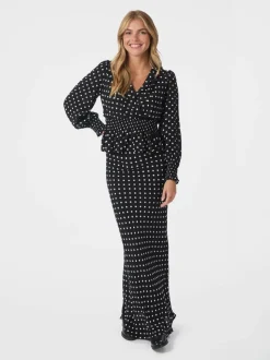 Tamona Crepe Dot Bluse, Black, 36