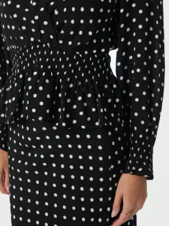 Tamona Crepe Dot Bluse, Black, 36