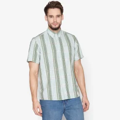 Teis Check Slub Skjorte, Worn Green, XL