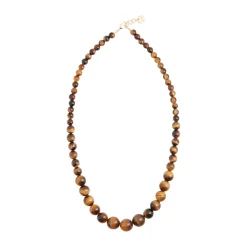 Tigereye Halskæde, Gold Plated
